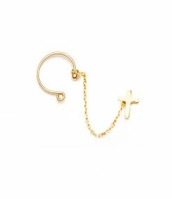 LSONGE Bijou D'oreille Shine Croix Argent Doré