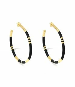 AURELIE BIDERMANN Créoles GM Positano Résine Noir