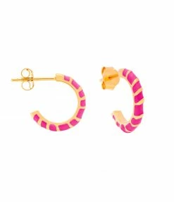 CABIROL Créoles Aimée Vermeil Rose Fuchsia