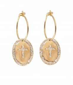 LSONGE Créoles Ovale Croix Argent Doré