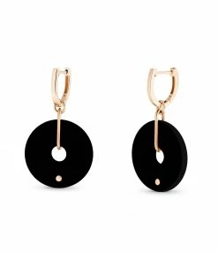 GINETTE NY Boucles D'oreilles Donut Onyx Or Rose