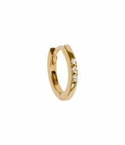 AND...PARIS Mini Créole 3 Diamants Or (vendue à L'unité)