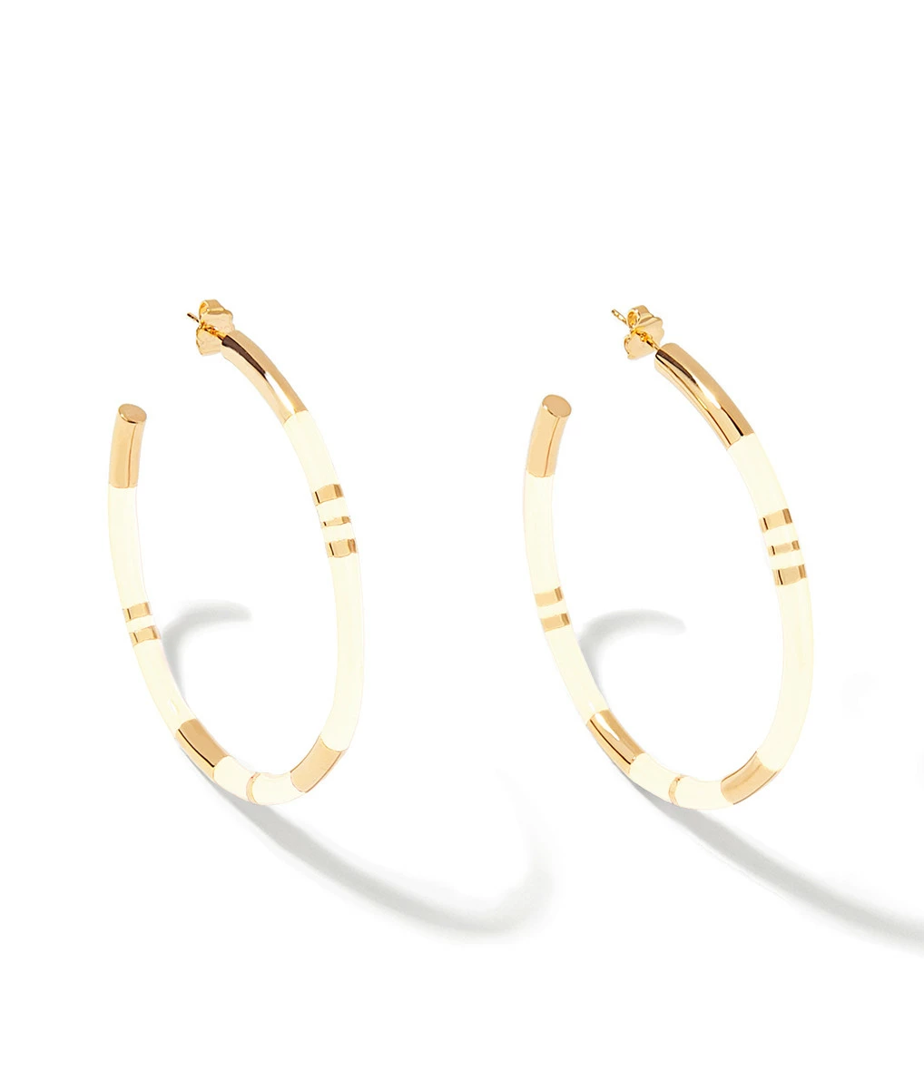 AURELIE BIDERMANN Créoles GM Positano Résine Ivoire