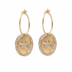 LSONGE Créoles Ovale Star Argent Doré
