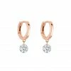 LA BRUNE & LA BLONDE Mini Créoles 360° Diamant Brillant Or Rose