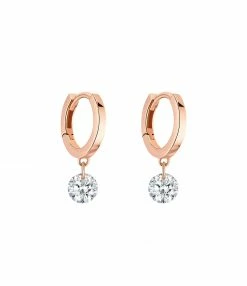 LA BRUNE & LA BLONDE Mini Créoles 360° Diamant Brillant Or Rose