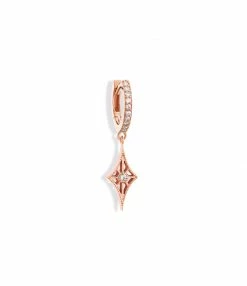 NAVA JOAILLERIE Mini Créole Cheyenne Losange Diamants Or Rose (vendue à L'unité)