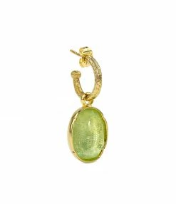 GOOSSENS PARIS Créole Cabochon Cristal De Roche Vert Clair (vendue à L'unité)