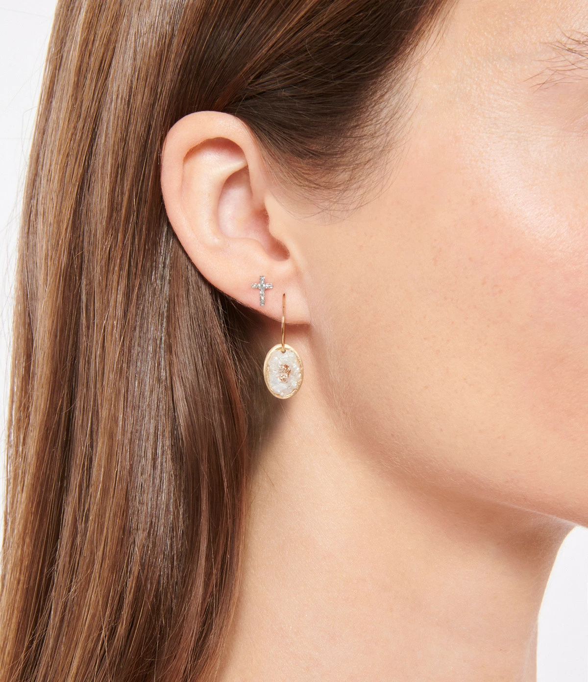 LSONGE Boucles D'oreilles Lakota M Nacre Doré 2 LSONGE Boucles D'oreilles Lakota M Nacre Doré – Image 2