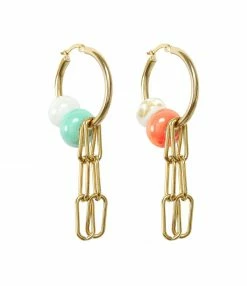 SHAKER JEWELS Créoles Tida Céramique Perles Plaqué Or