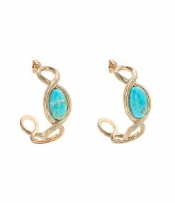 AURELIE BIDERMANN Créoles Aldabra Turquoise Verte Doré