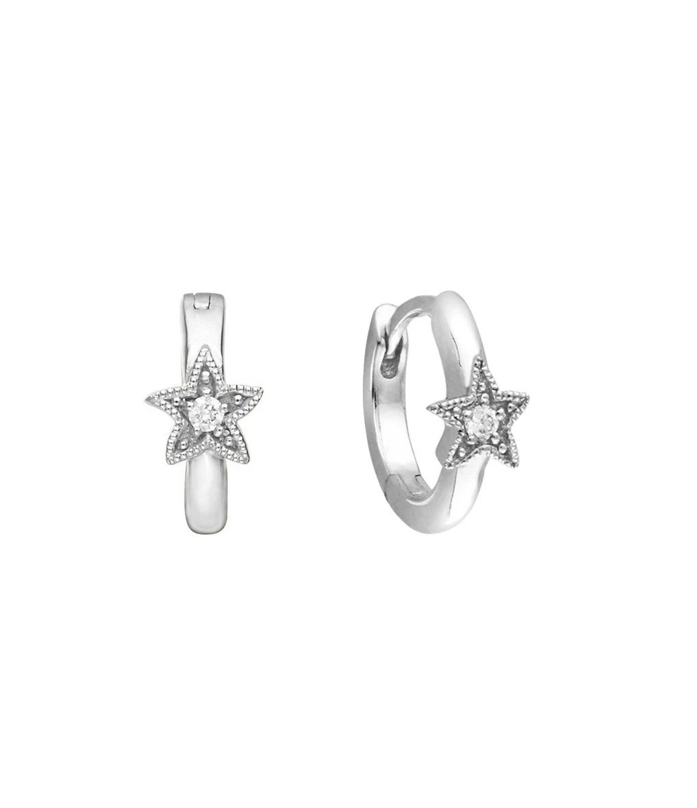 STONE PARIS Mini Créole Petite Étoile Or Diamants (vendue à L'unité) 3 STONE PARIS Mini Créole Petite Étoile Or Diamants (vendue à L'unité) – Image 3