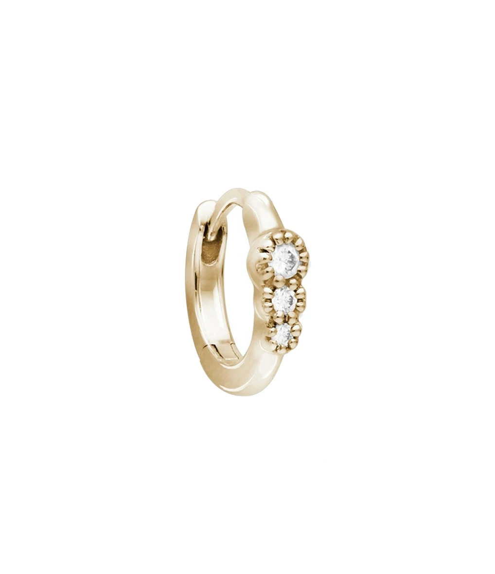 STONE PARIS Mini Créole Trois Or Diamants (vendue à L'unité) 3 STONE PARIS Mini Créole Trois Or Diamants (vendue à L'unité) – Image 3