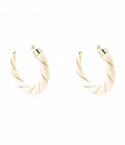 AURELIE BIDERMANN Créoles Diana Torsadé Résine Ivoire