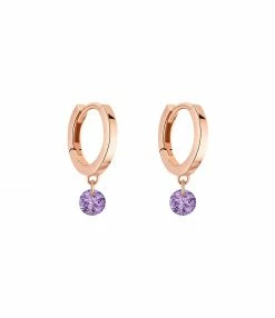 LA BRUNE & LA BLONDE Mini Créoles Confetti Améthyste Or Rose