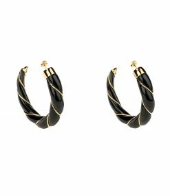 AURELIE BIDERMANN Créoles Diana Torsadé Résine Noir