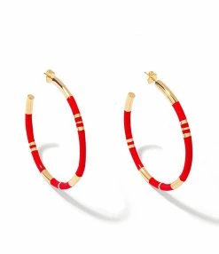 AURELIE BIDERMANN Créoles GM Positano Résine Corail