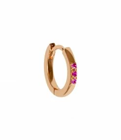 AND...PARIS Mini Créole 3 Saphirs Roses Or (vendue à L'unité)