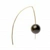 LSONGE Boucle D'oreille Chance Argent Doré Obsidienne (vendue à L'unité)