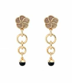 AURELIE BIDERMANN Boucles D'oreilles Dallah Trèfle Onyx
