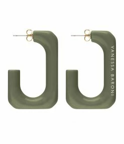 VANESSA BARONI Boucles D'oreilles Squared Single Large Olive