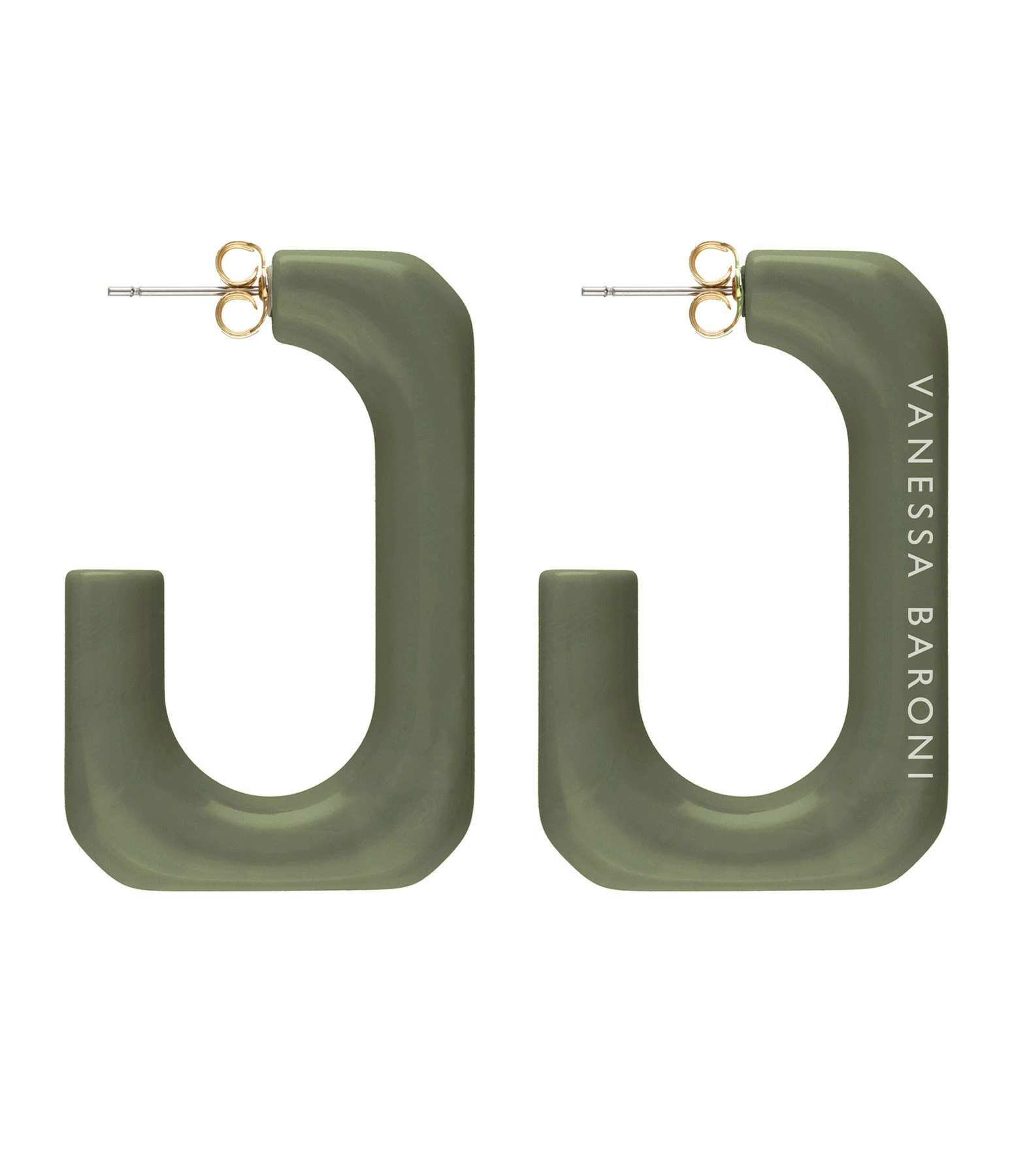VANESSA BARONI Boucles D'oreilles Squared Single Large Olive 1 VANESSA BARONI Boucles D'oreilles Squared Single Large Olive