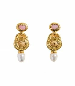 PAMELA LOVE Boucles D'oreilles Paloma Pierres Laiton Doré