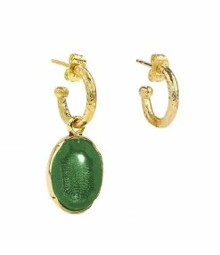 GOOSSENS PARIS Boucles D'oreilles Cabochon Cristal De Roche Vert Émeraude