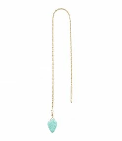 MON PRECIEUX GEM Boucle D'oreille Feuille Chaîne Longue Amazonite (vendue à L'unité)