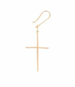 ATELIER PAULIN Boucle D'oreille Big Charms Croix Gold Filed Jaune (vendue à L'unité)