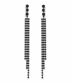 ISABEL MARANT Boucles D'oreilles A Wild Shore Longues Laiton Noir Argenté