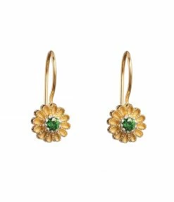 TITYARAVY Boucles D'oreilles Saï Zircon Vert Plaqué Or