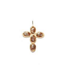 LSONGE Boucle D'oreille Éclat Croix Argent Doré (vendue à L'unité)