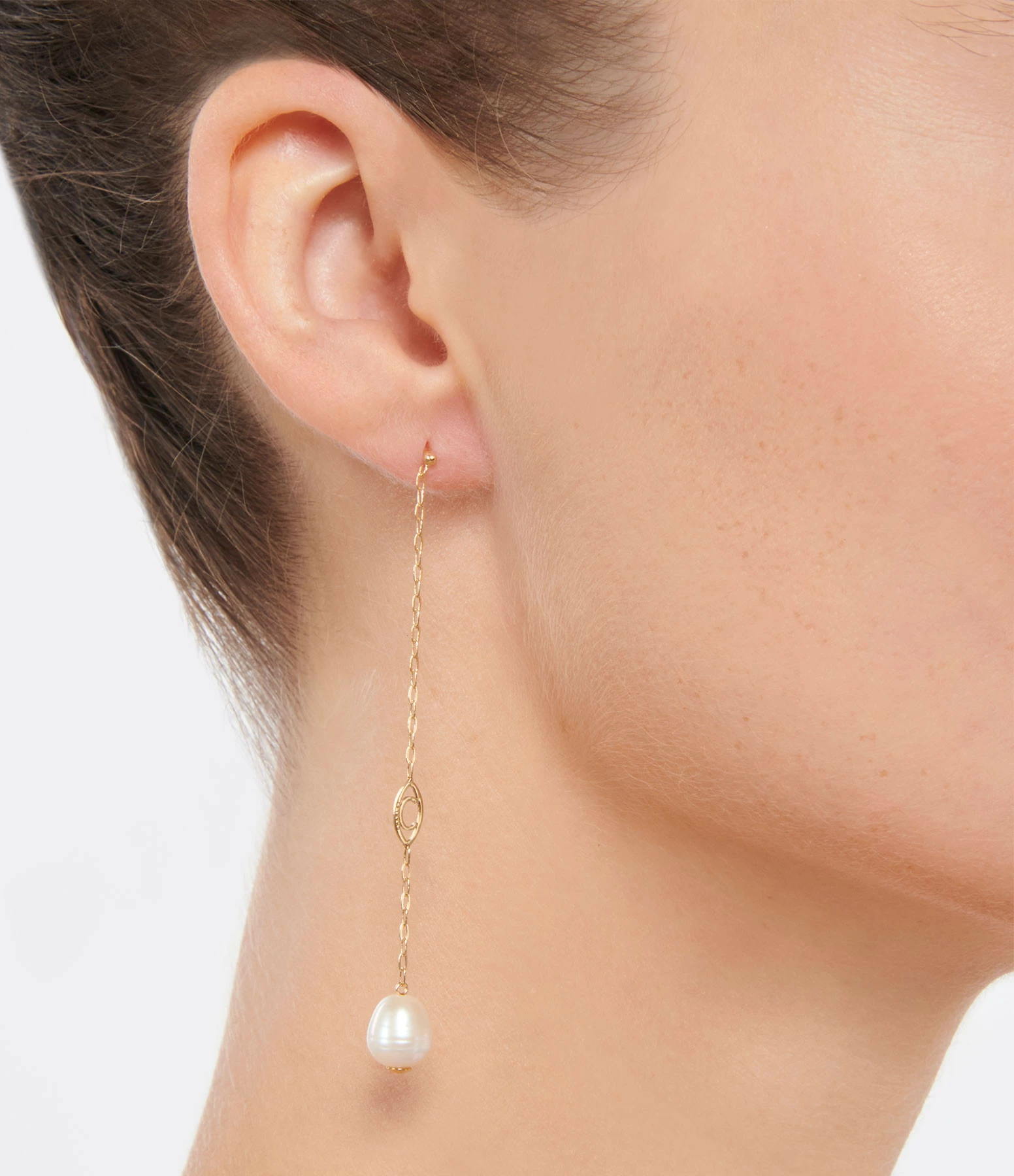 CHARLET Boucle D'oreille Origines Chaîne Forçat Perle D'Eau Douce Or Jaune (vendue à L'unité) – Image 3