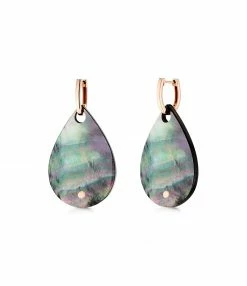 GINETTE NY Boucles D'oreilles Bliss Nacre Noire Or Rose
