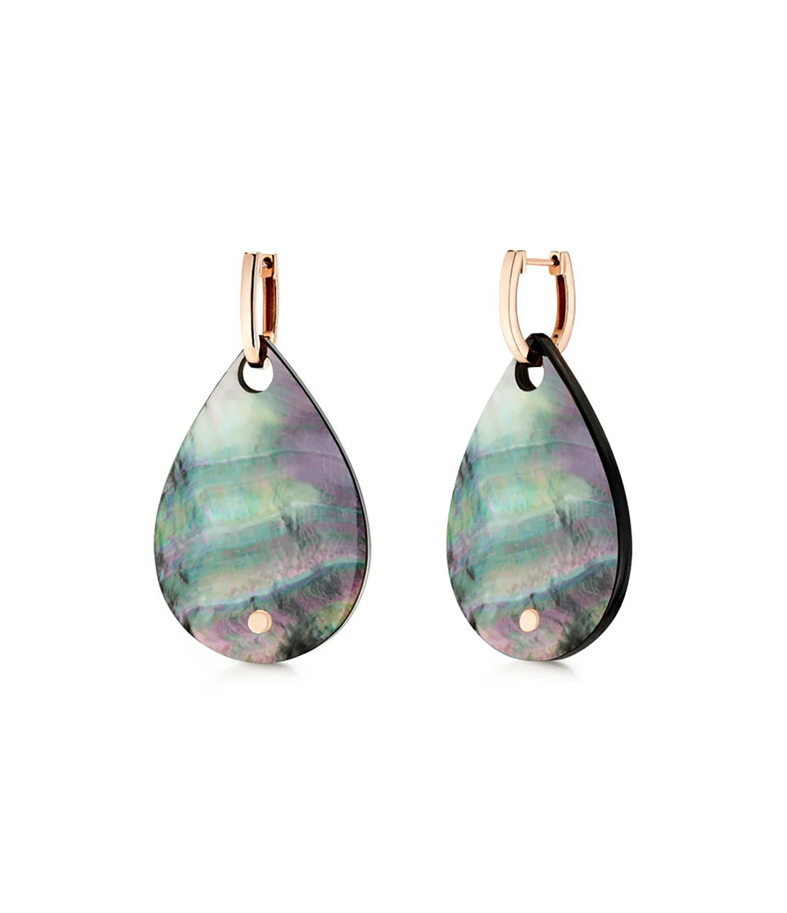 GINETTE NY Boucles D'oreilles Bliss Nacre Noire Or Rose