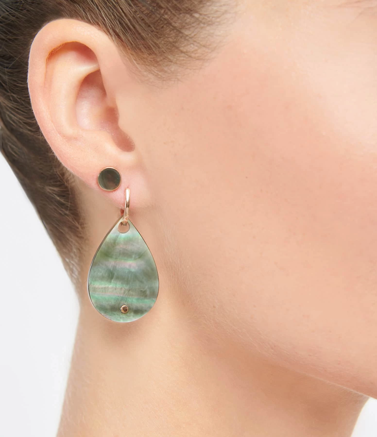 GINETTE NY Boucles D'oreilles Bliss Nacre Noire Or Rose – Image 2