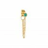 AND...PARIS Boucle D'oreille Double Chaîne Turquoise Or (vendue à L'unité)