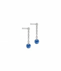 LA BRUNE & LA BLONDE Boucles D'oreilles Confetti Saphir Bleu Or Blanc
