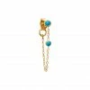 AND...PARIS Boucle D'oreille Chaîne Turquoise Or (vendue à L'unité)