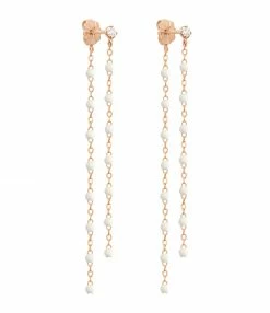 GIGI CLOZEAU Boucles D'oreilles Pendantes Perles Résine Or Diamants