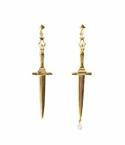 PAMELA LOVE Boucles D'oreilles Dagger Argent Doré