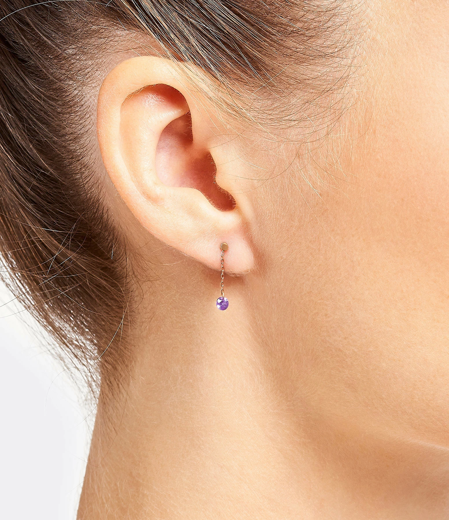 LA BRUNE & LA BLONDE Boucles D'oreilles Confetti Améthyste Or Rose 3 LA BRUNE & LA BLONDE Boucles D'oreilles Confetti Améthyste Or Rose – Image 3