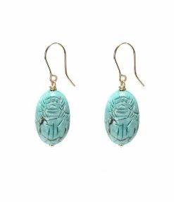 AURELIE BIDERMANN Boucles D'oreilles Scarabée Turquoise MM - Joaillerie