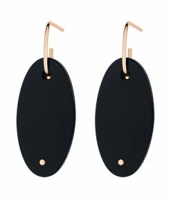 GINETTE NY Boucles D'oreilles Ellipses Or Rose Onyx