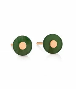 GINETTE NY Boucles D'oreilles Donut Jade Or Rose