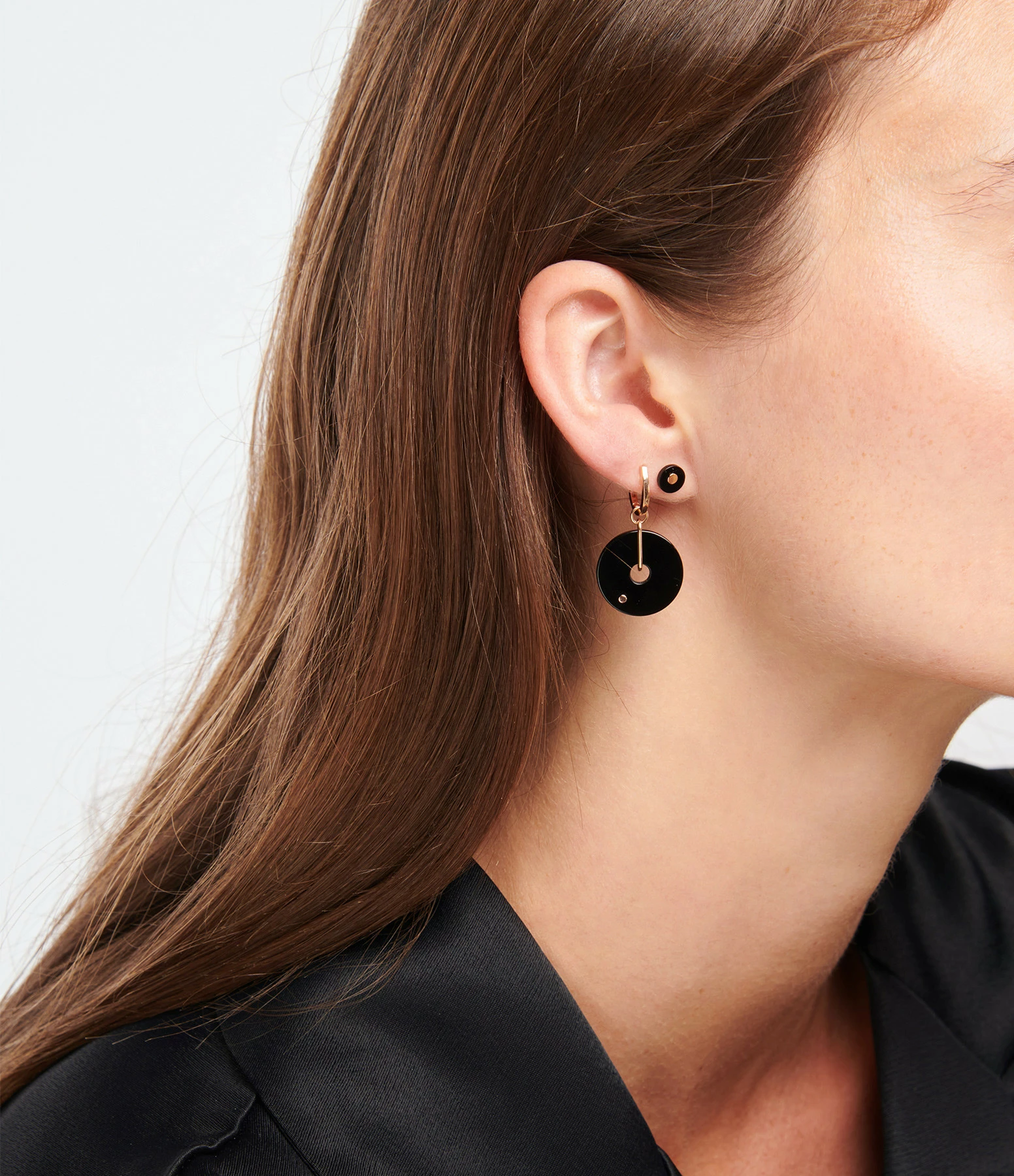 GINETTE NY Boucle D'oreille Donut Onyx Or Rose (vendue à L'unité) 3 GINETTE NY Boucle D'oreille Donut Onyx Or Rose (vendue à L'unité) – Image 3