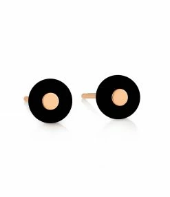 GINETTE NY Boucles D'oreilles Donut Onyx Or Rose
