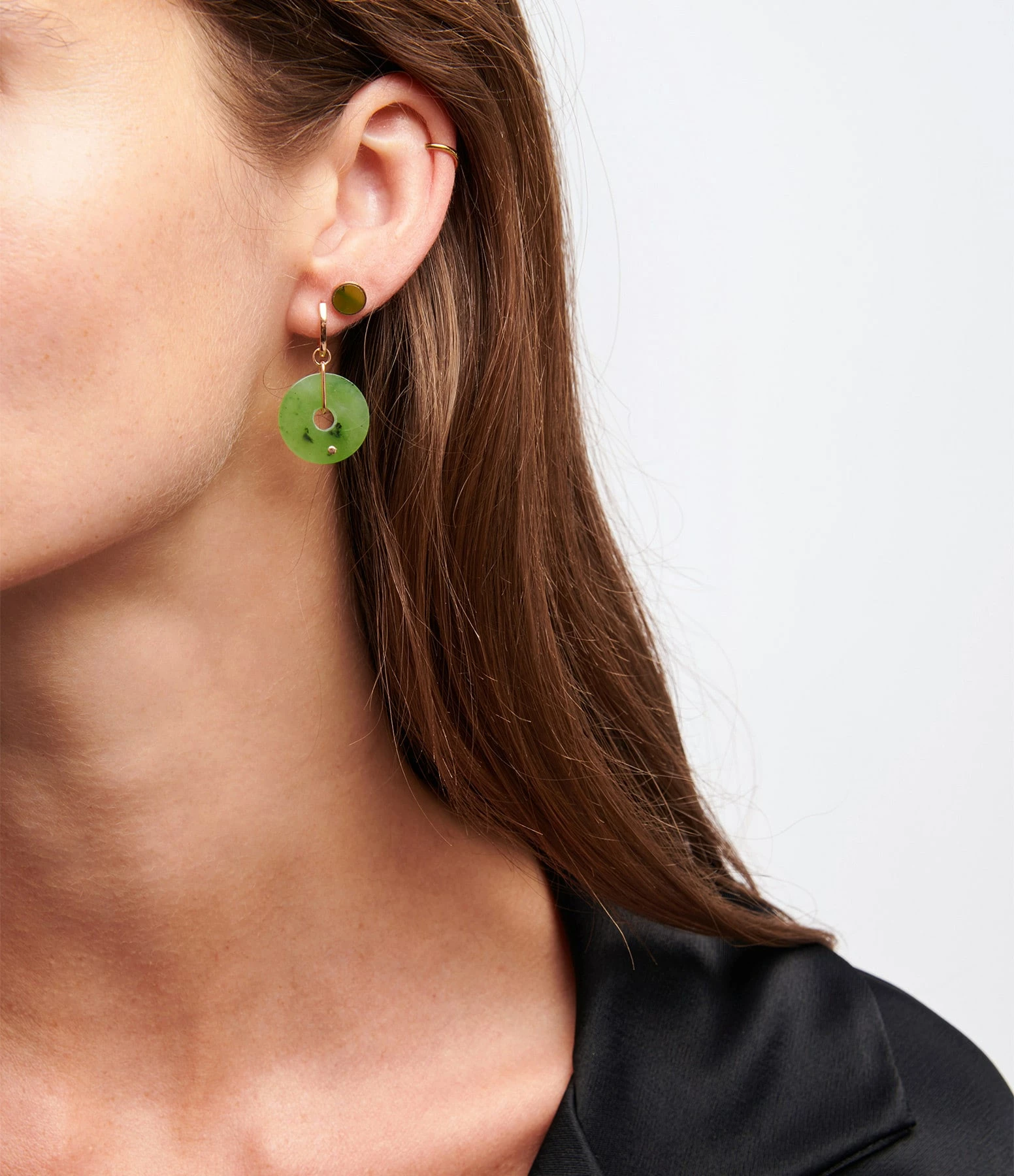 GINETTE NY Boucles D'oreilles Ever Jade Or Rose – Image 2