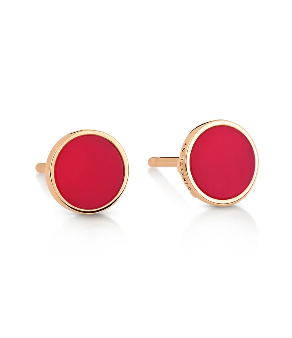 GINETTE NY Boucles D'oreilles Ever Disc Or Rose Corail 1 GINETTE NY Boucles D'oreilles Ever Disc Or Rose Corail